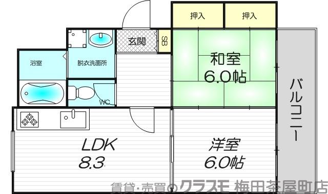 三国本町の完工年月(1991年8月)築の賃貸マンションの間取り