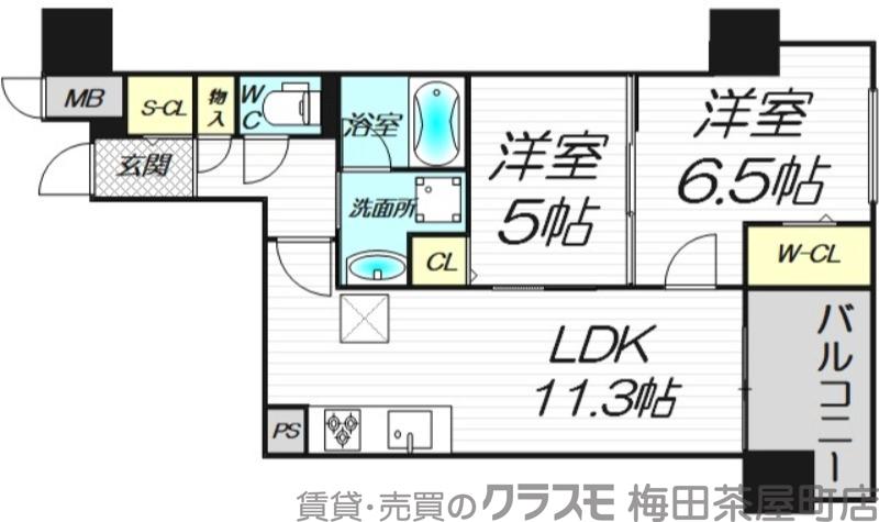 北久宝寺町の完工年月(2023年8月)築の賃貸マンションの間取り