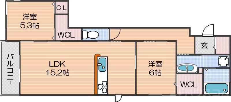 北島の完工年月(2026年3月)築の賃貸アパートの間取り