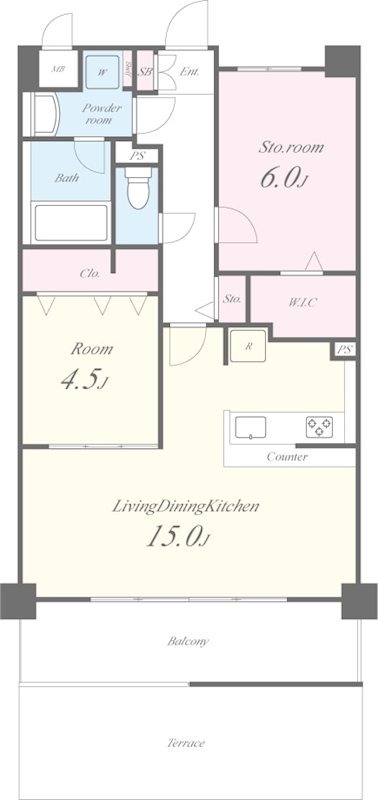天神の完工年月(2021年12月)築の賃貸マンションの間取り