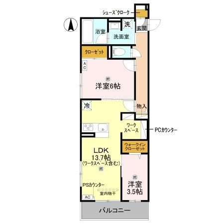 上植野町の完工年月(2026年7月)築の賃貸アパートの間取り