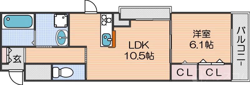 東粉浜の完工年月(2026年8月)築の賃貸アパートの間取り