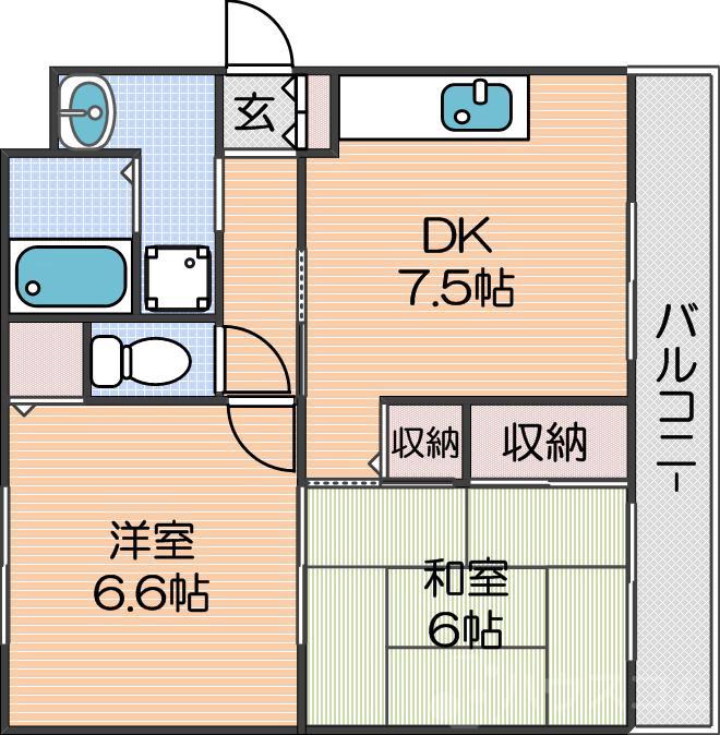 清水丘の完工年月(1998年10月)築の賃貸マンションの間取り