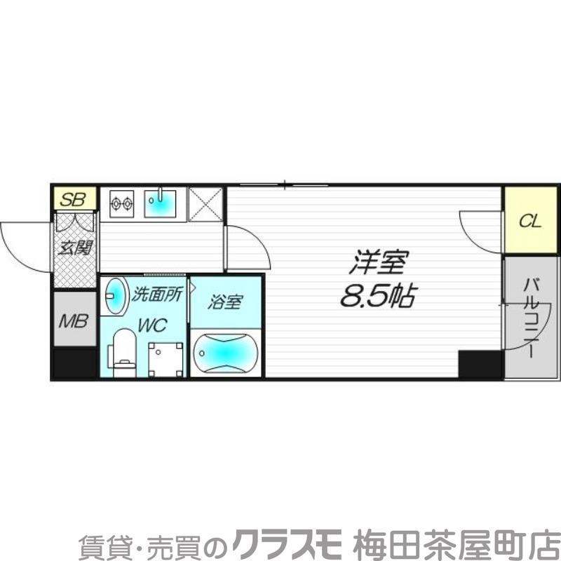 西天満の完工年月(2017年3月)築の賃貸マンションの間取り