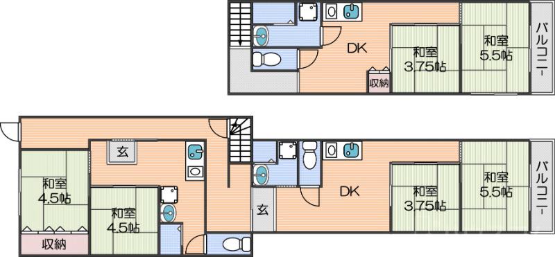 安立の完工年月(1973年12月)築の賃貸アパートの間取り