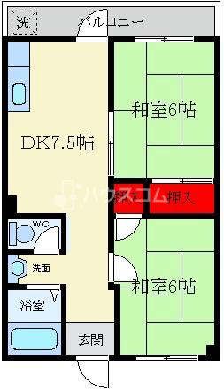 香里南之町の完工年月（1978年2月）築の賃貸マンションの間取り