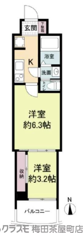 西天満の完工年月(2019年7月)築の賃貸マンションの間取り