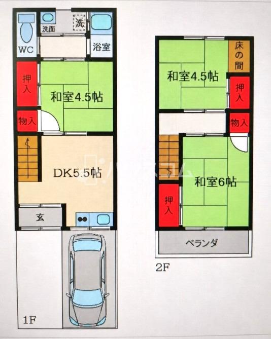 田井西町13-6　貸テラスハウスの間取り