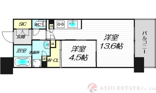 瓦屋町の完工年月（2019年9月）築の賃貸マンションの間取り