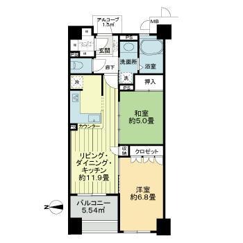 西院日照町の完工年月（2008年1月）築の賃貸マンションの間取り