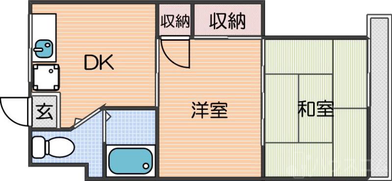 南津守の完工年月（1973年1月）築の賃貸マンションの間取り