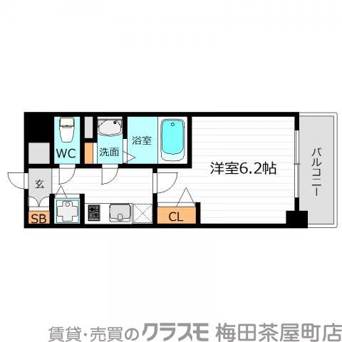 プレサンスタワー北浜の間取り