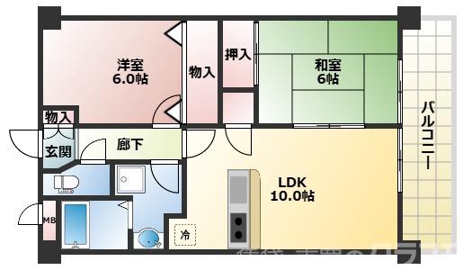 長興寺南の完工年月（1996年6月）築の賃貸マンションの間取り