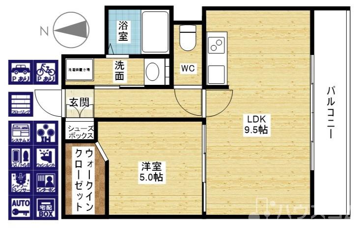 西宮原の完工年月（1997年9月）築の賃貸マンションの間取り