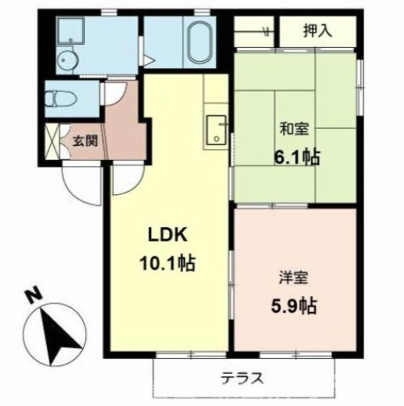 浜寺石津町中の完工年月（2001年3月）築の賃貸アパートの間取り