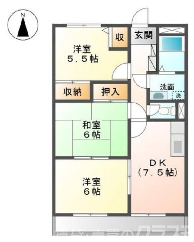 堀上町の完工年月（1995年2月）築の賃貸マンションの間取り
