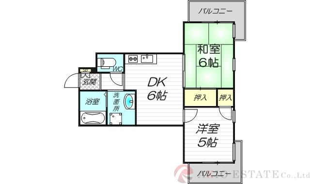 木川東の完工年月（1982年11月）築の賃貸マンションの間取り