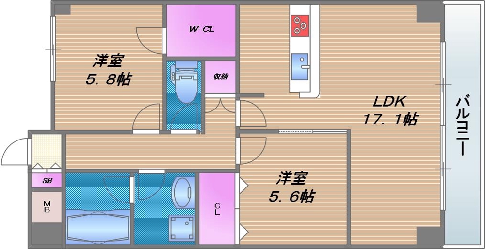 レジディア玉造の間取り
