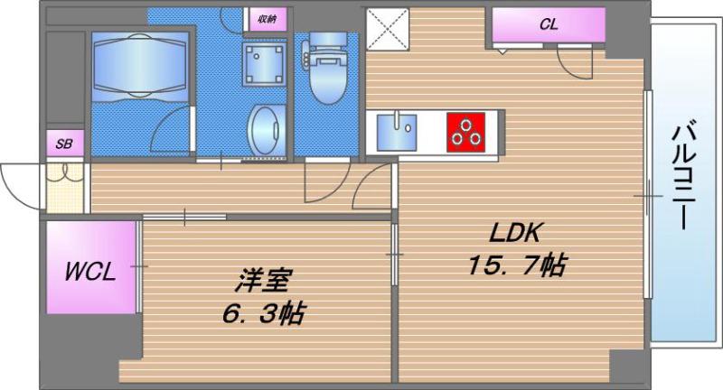 グランルージュ谷町六丁目の間取り